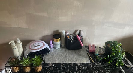 Elegant beauty station at Beauty From The Art By Leigh Hannah, Stoke-on-Trent, England, GB with products and tools.