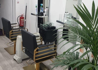 Stylish salon chairs at Ray's House of Beauty Kingston in Kingston Upon Thames, England, GB.