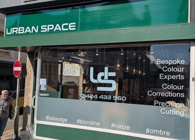 Naughtycornerhairco's storefront in Saint Leonards, England, GB, showcasing bespoke colour services.
