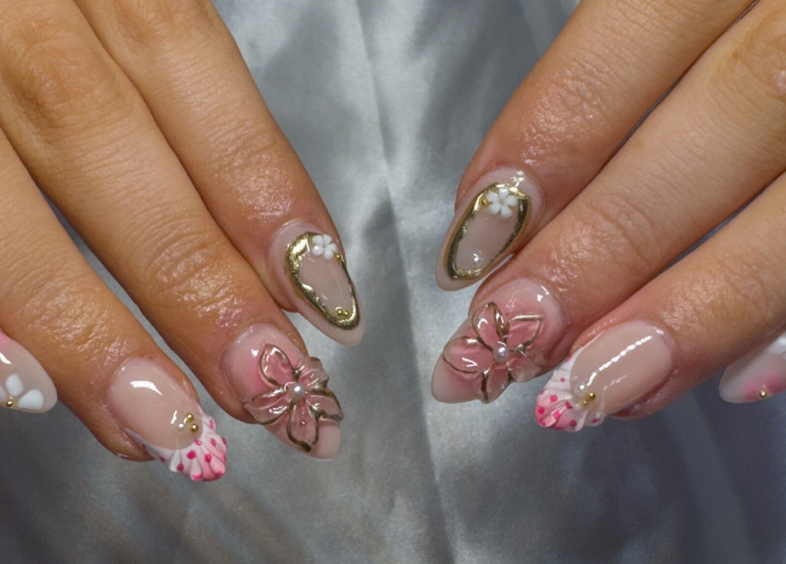 Elegant floral nail art design at Gelled By Jas, Melbourne, Victoria, AU. Perfect for beauty and nail enthusiasts.