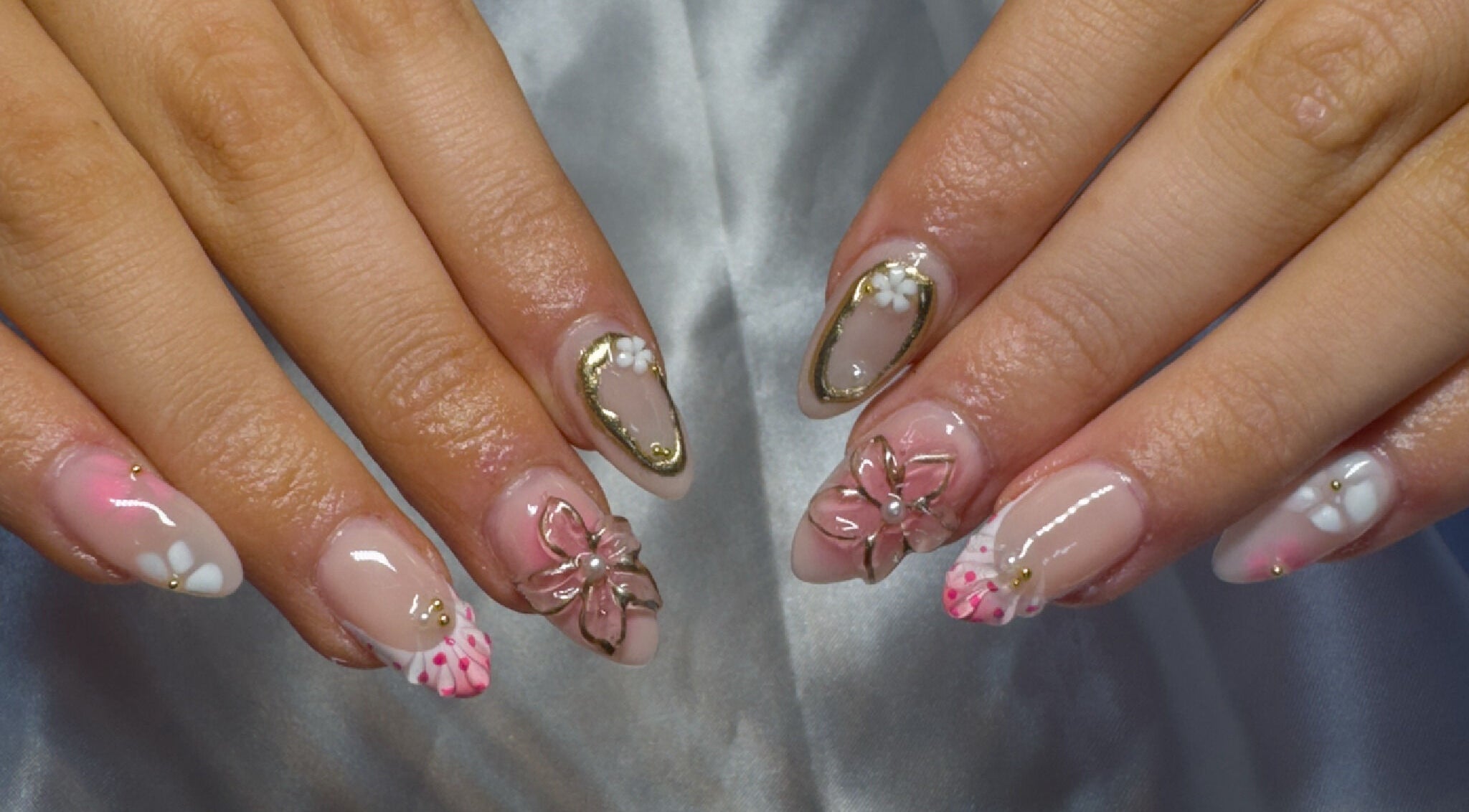 Elegant floral nail art design at Gelled By Jas, Melbourne, Victoria, AU. Perfect for beauty and nail enthusiasts.