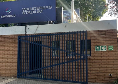 Entrance of Wanderers Sports Medical Centre, Johannesburg, Gauteng, ZA, featuring modern architecture.