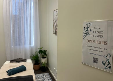 Tranquil therapy space at Gaia Holistic Therapies, Wagga Wagga, New South Wales, AU, showcasing a relaxing ambiance.