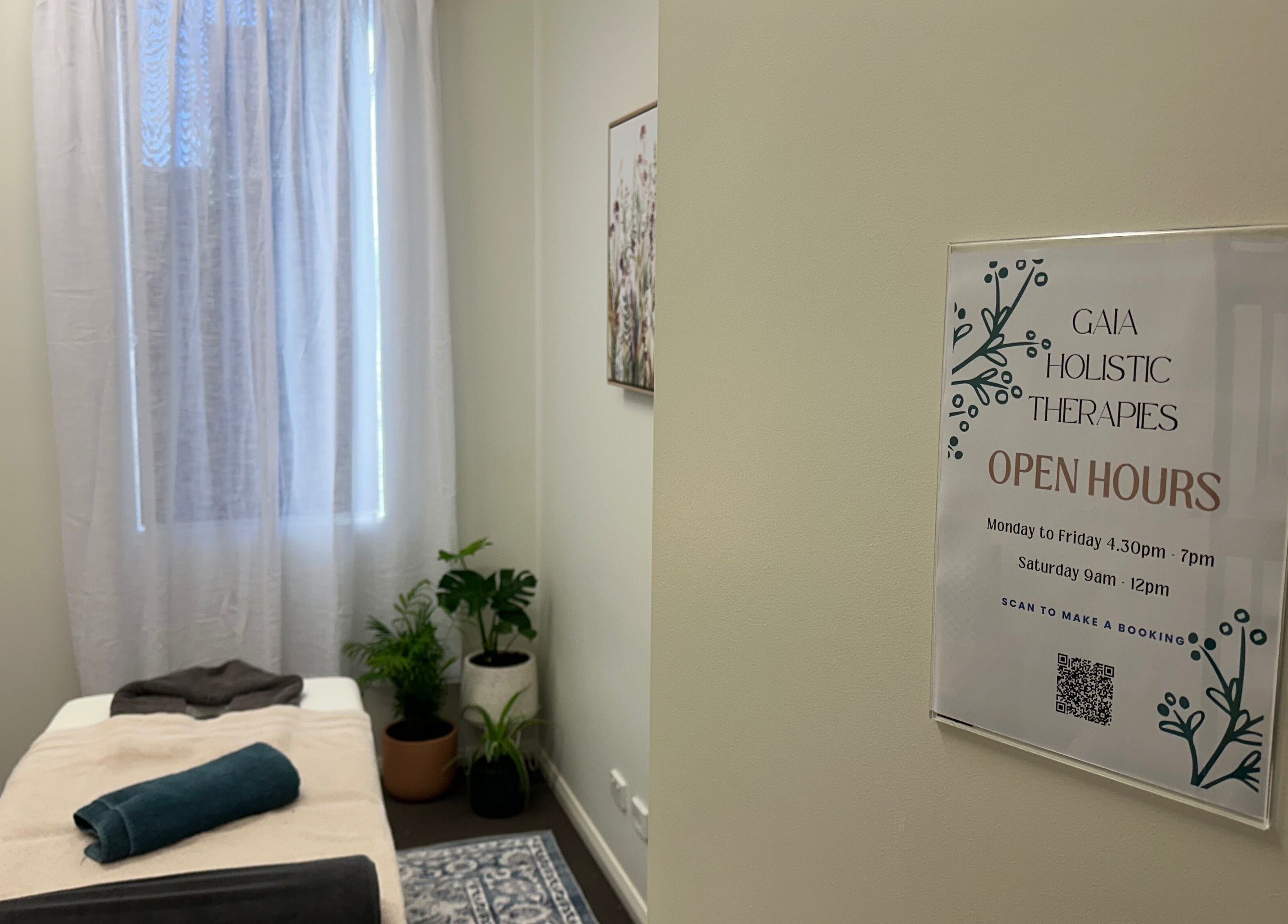 Tranquil therapy space at Gaia Holistic Therapies, Wagga Wagga, New South Wales, AU, showcasing a relaxing ambiance.