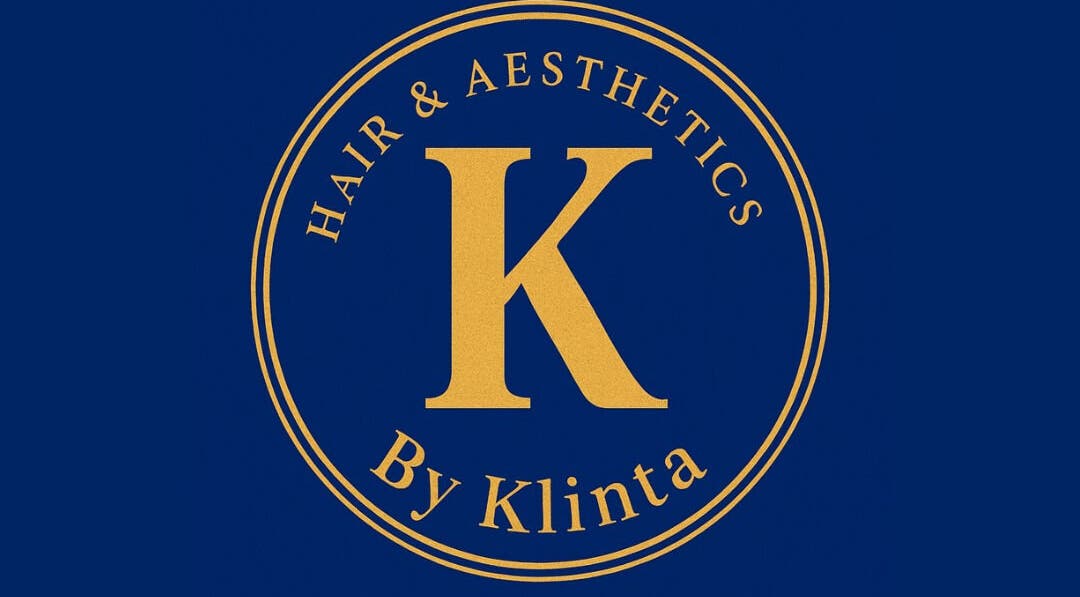 Logo of Hair & Aesthetics by Klinta, Tamworth, England, GB, in gold on a blue background.
