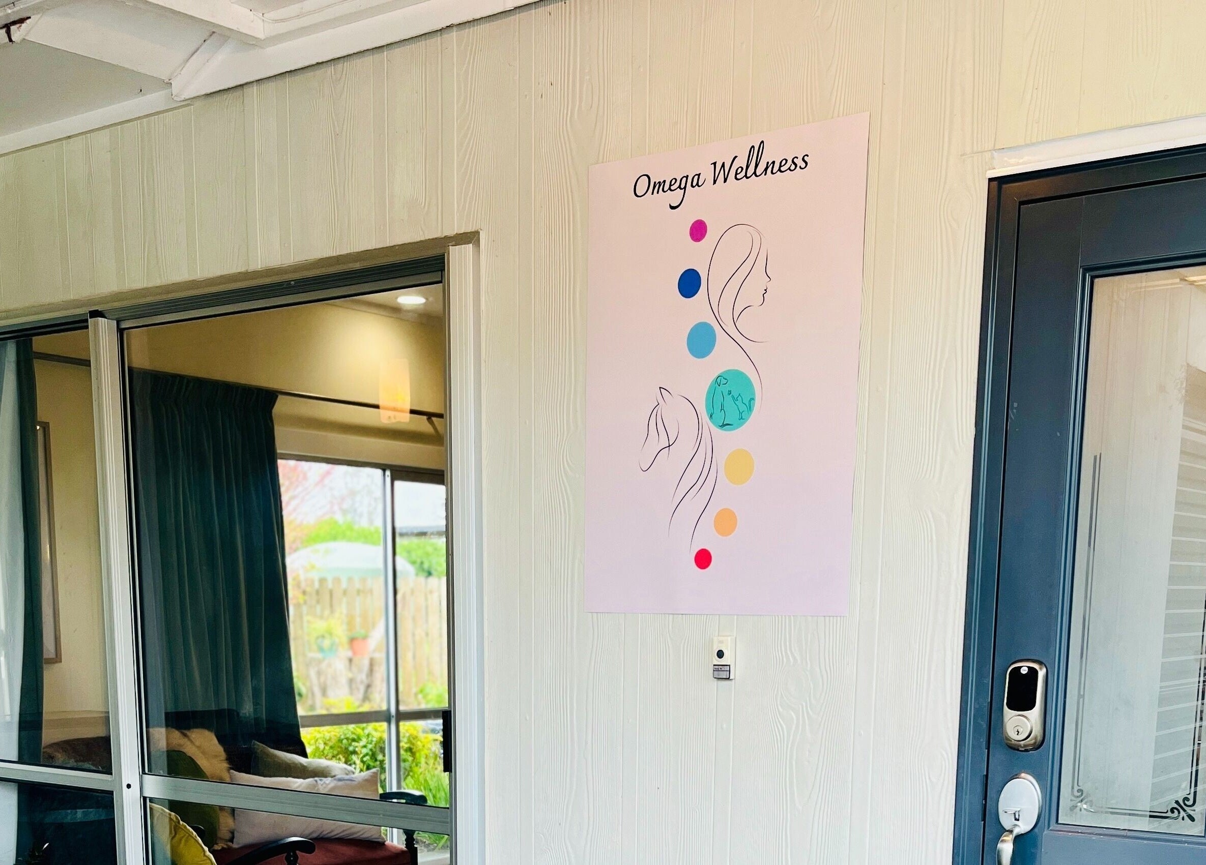 Entrance of Omega Wellness in Waimate North, Northland Region, NZ, featuring a welcoming sign.