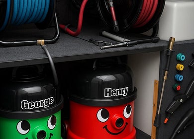 Detail Hub's cleaning equipment at Southend-on-sea, GB featuring George and Henry vacuums.