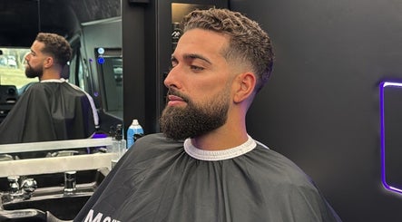 Stylish haircut at Montana Fades Mobile Barbershop, Dubai, Dubai, AE. Modern grooming in a sleek setting.