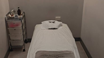 Cozy massage room at Her3 Day Spa Massage & Acupuncture, Marrickville, New South Wales, AU.