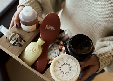 Selection of luxury hair products at Clipso Hair, Castlecrag, New South Wales, AU in an elegant display box.