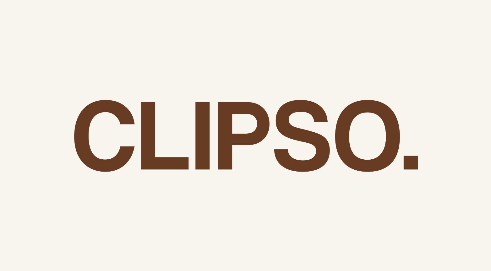 Brown 'CLIPSO.' logo on a cream background for Clipso Hair in Castlecrag, New South Wales, AU.