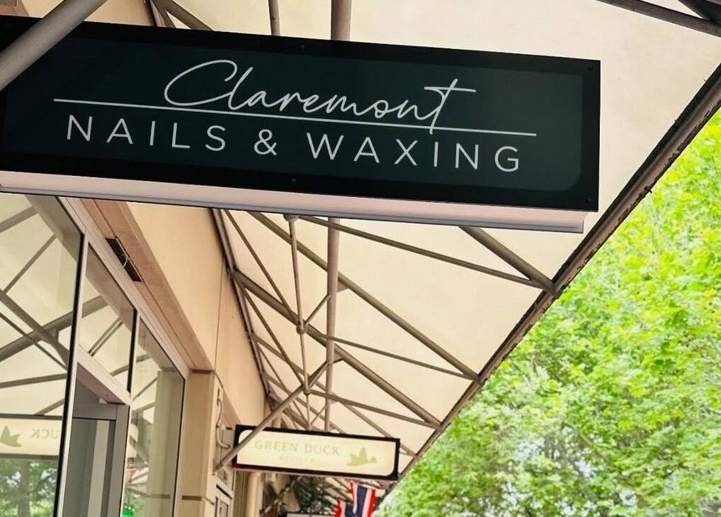 CLAREMONT NAILS & WAXING signage in Claremont, Western Australia, AU showcasing beauty services.
