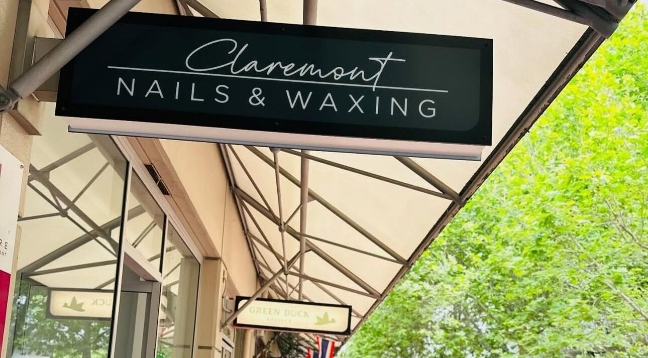 CLAREMONT NAILS & WAXING signage in Claremont, Western Australia, AU showcasing beauty services.