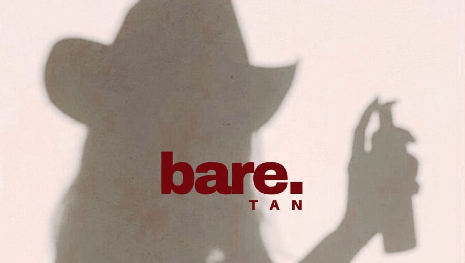 Silhouette of a woman with spray bottle and Bare Tan logo, Camden South, New South Wales, AU.