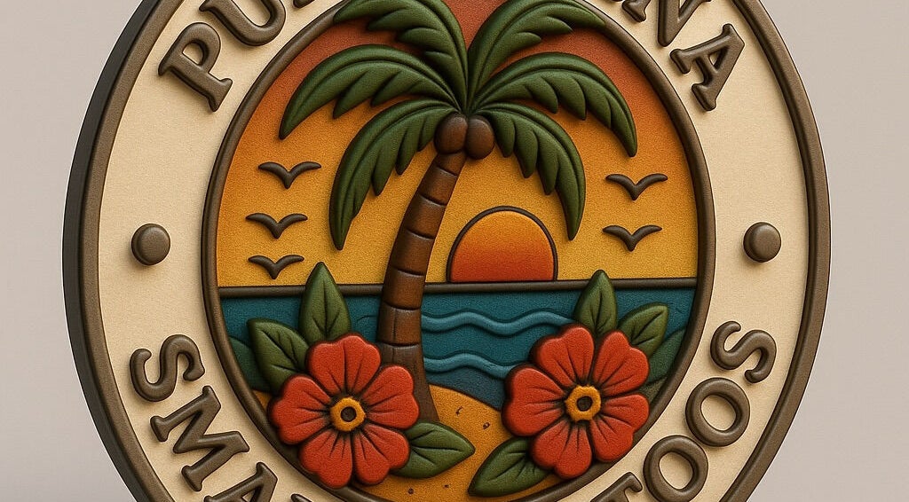 Logo of Punta Cana Small Tattoos featuring tropical sunset in Punta Cana, La Altagracia, DO.