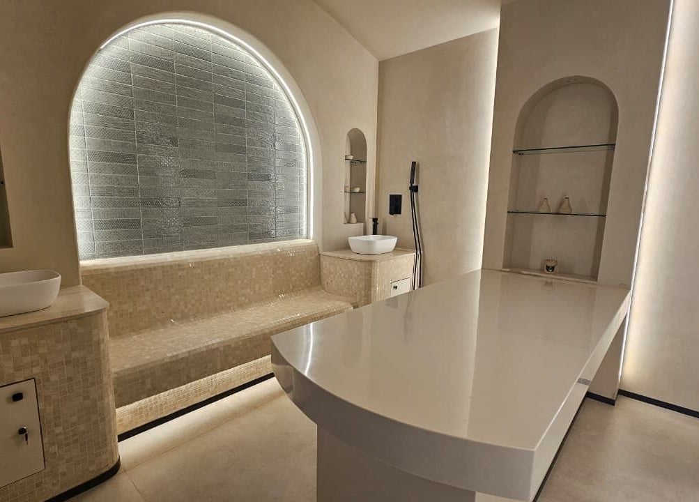 Luxurious treatment room at Serenity Secret Beauty Salon and Spa, Dubai, AE, featuring a sleek design.