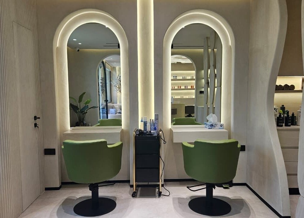 Serenity Secret Beauty Salon and Spa in Dubai, AE featuring stylish salon chairs and modern decor.