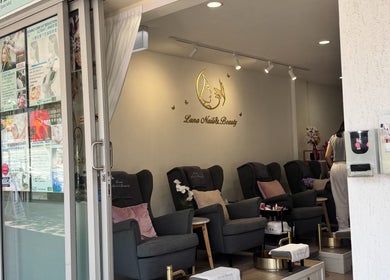 Interior of Luna Nails & Beauty, Southport, Queensland, AU, showcasing luxurious pedicure chairs and decor.