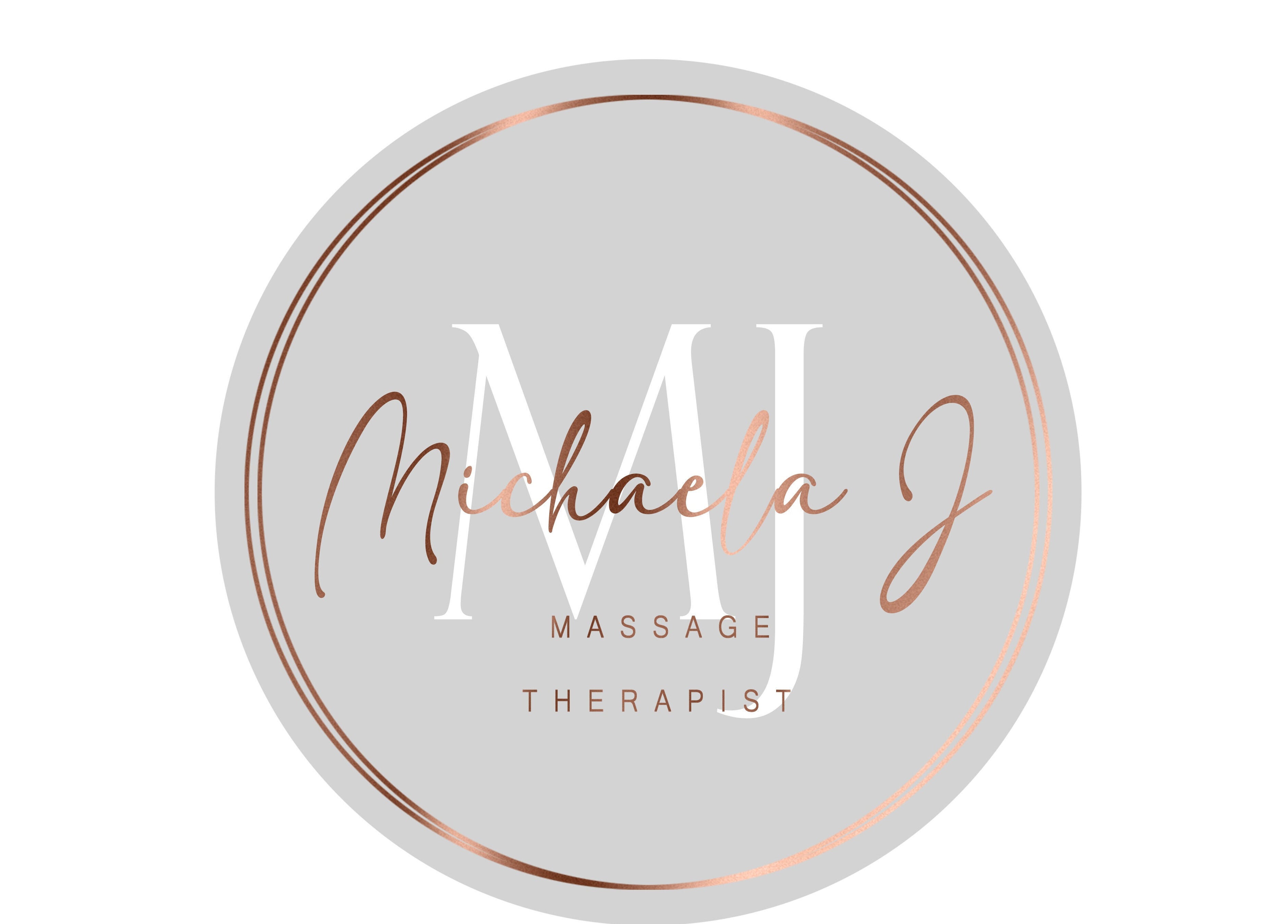 Elegant logo for Massage by Michaela J in Normanton, England, GB, featuring sleek typography.