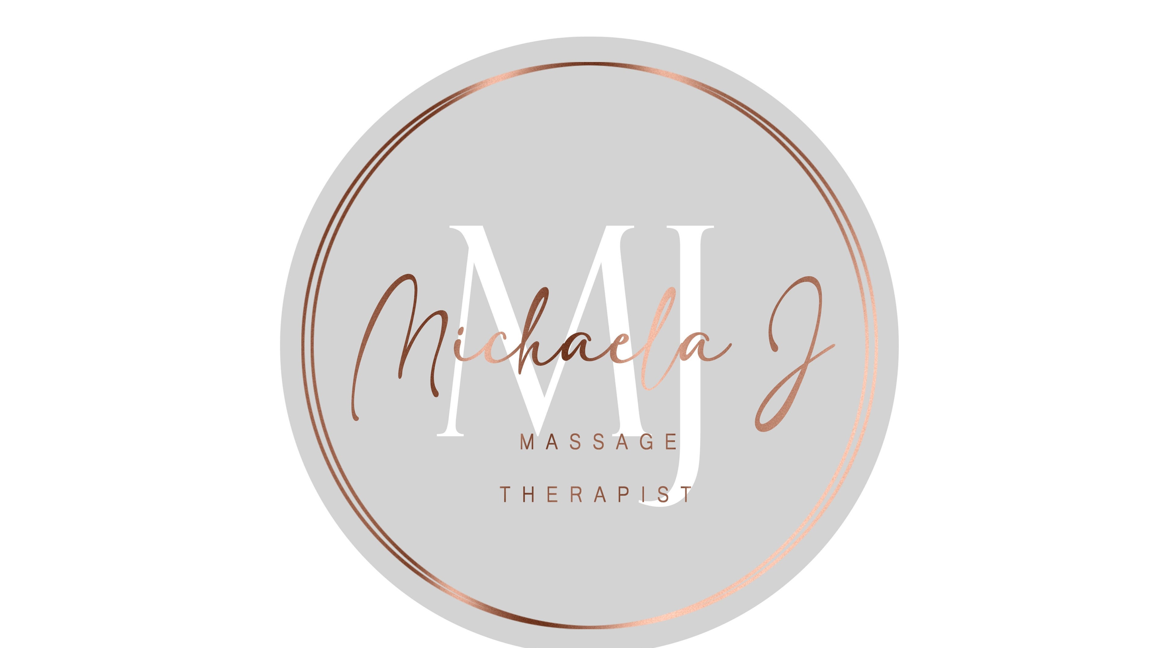 Elegant logo for Massage by Michaela J in Normanton, England, GB, featuring sleek typography.