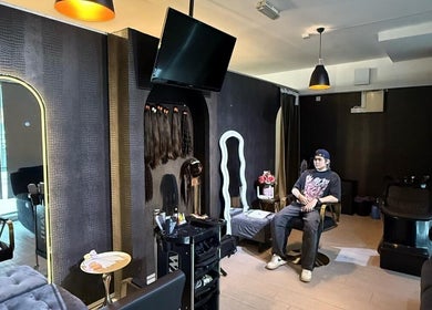 Marone Private Hair Extension and Hair Studio interior in Kuala Lumpur, showcasing stylish decor and seating.