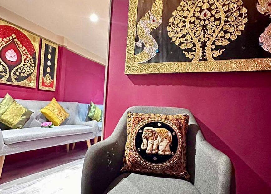 Elegant seating area with Thai decor at Pavina Thai Massage - 1065 Budapest Lázár utca 12, Budapest, Magyar, HU.
