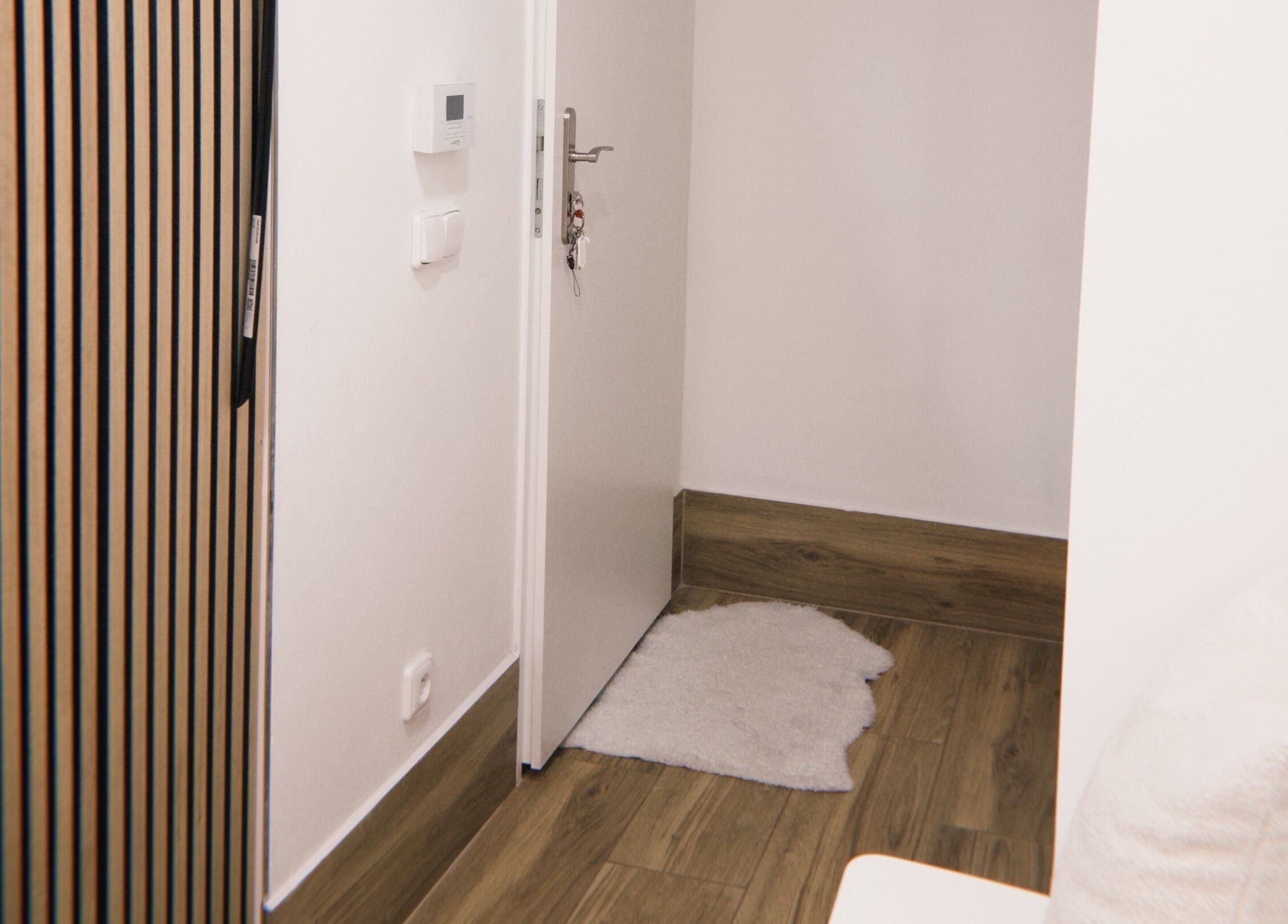 Entrance hallway at Bali & Sport Massage in Hlavní Město Praha, CZ with modern design and wood flooring.