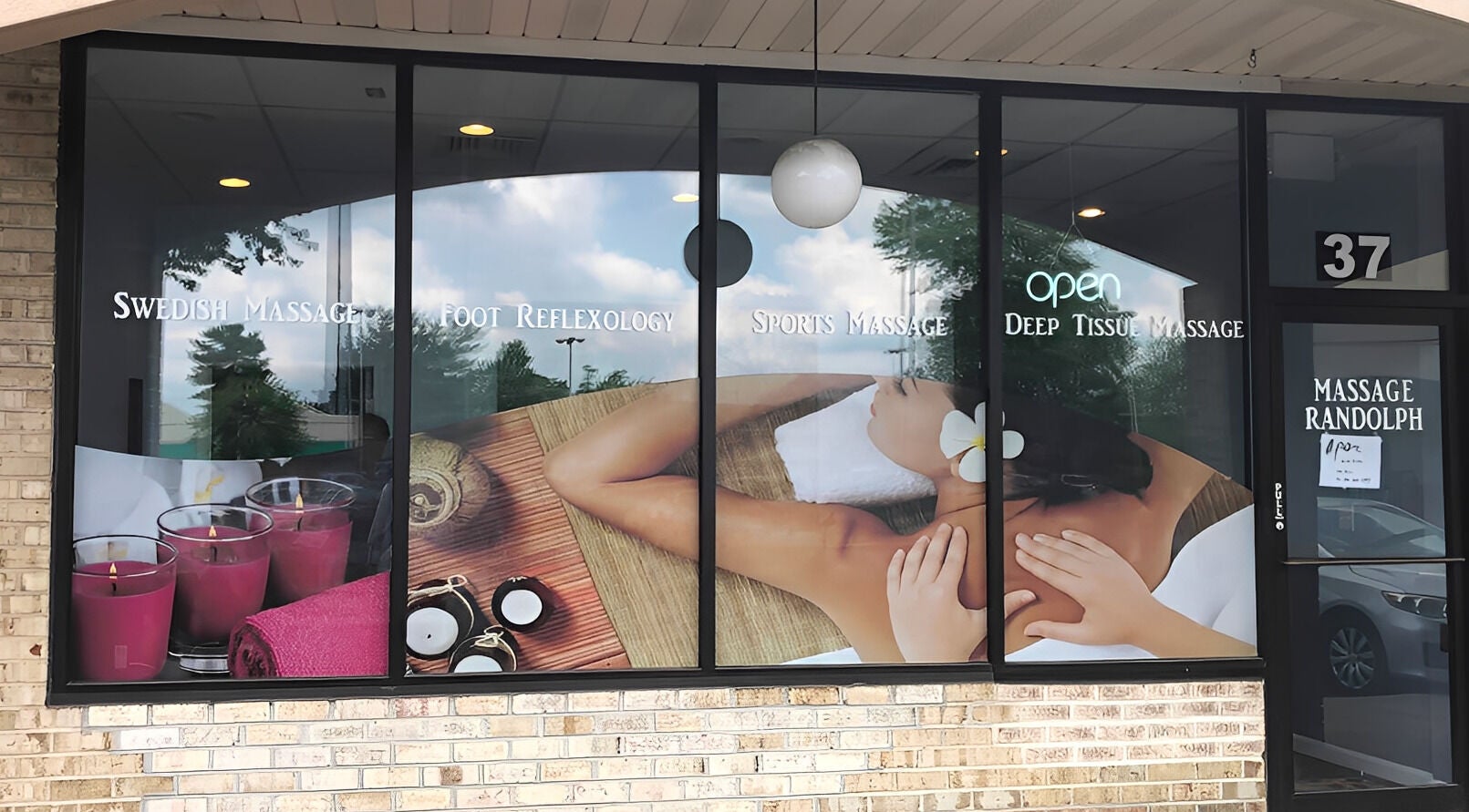 Exterior view of Massage Randolph in Colesville, Maryland, US showcasing relaxation services.