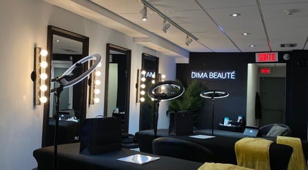 DIMA FACES beauty studio interior with elegant lighting, Longueuil, Québec, CA.