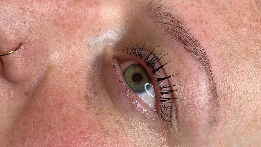 Close-up of a beautifully enhanced eye at Radiant by Rosie, Bradford, England, GB.