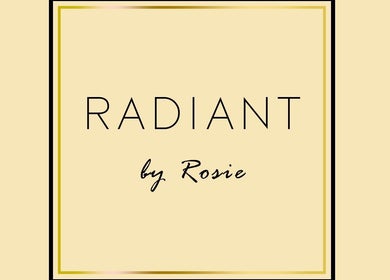 Radiant by Rosie logo at Bradford, England, GB, featuring minimalist design with black and gold accents.