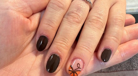 Elegant autumn-themed nail design at Radiant by Rosie, Bradford, England, GB. Perfect for seasonal style.