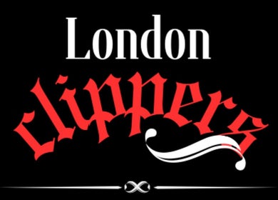 Stylish London Clippers logo from Lake Zurich, Illinois, US, featuring bold red and white design.