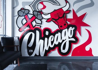 Chic graffiti mural at London Clippers, Lake Zurich, Illinois, US.