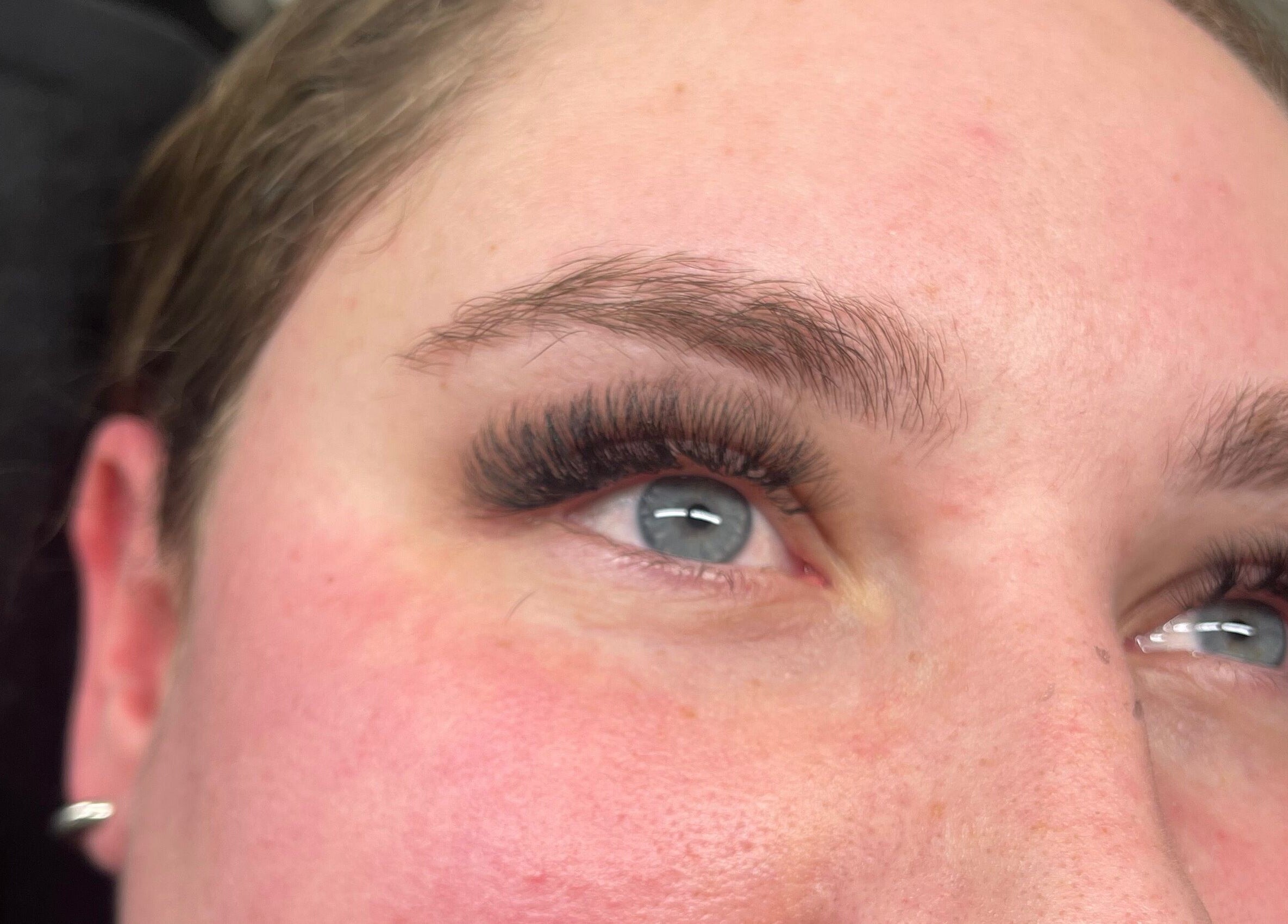 Close-up of eyelash extensions at Beautybyjmn in Holmview, Queensland, AU.