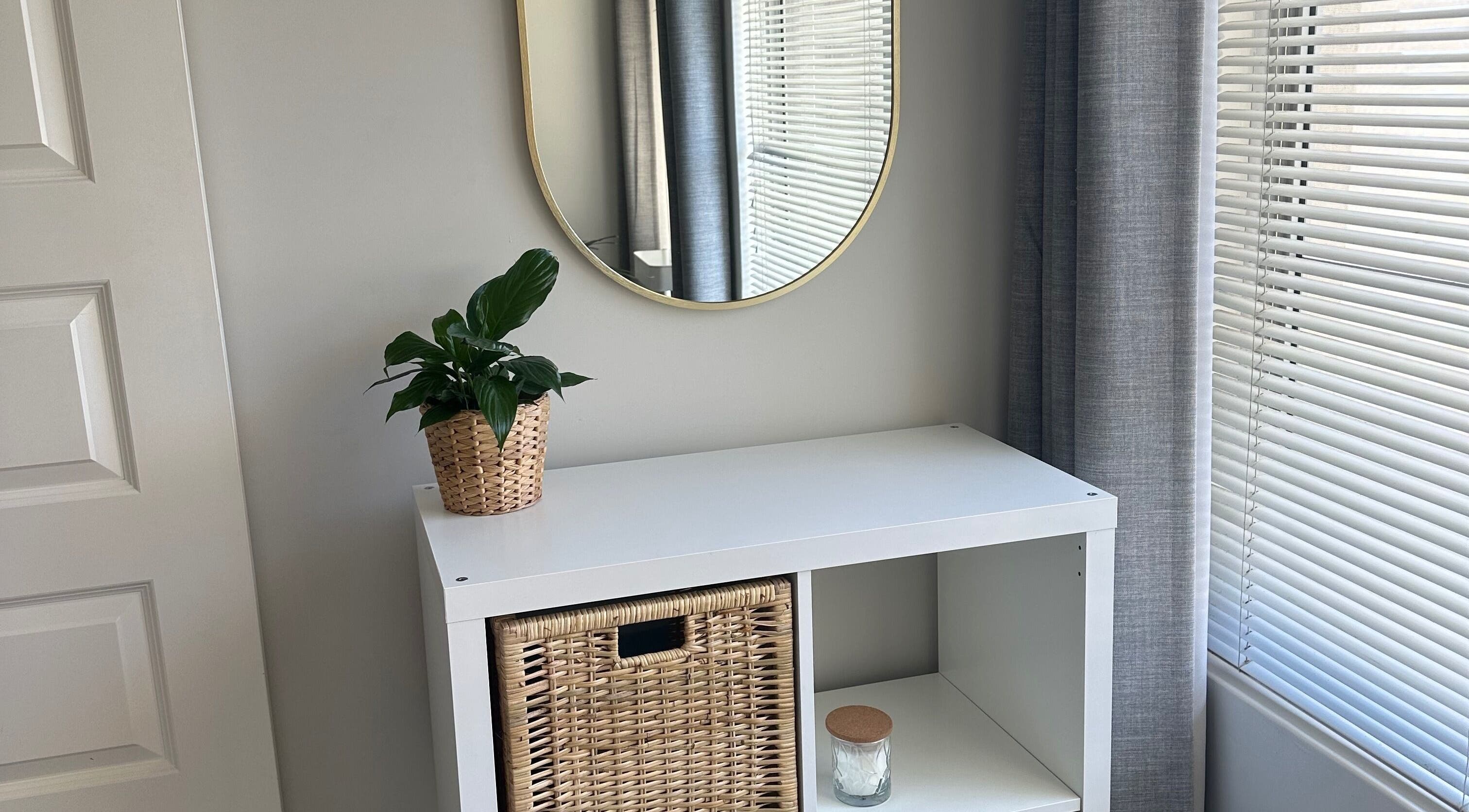 Elegant corner with mirror and plant at SVV Beauty, Carramar, Western Australia, AU.