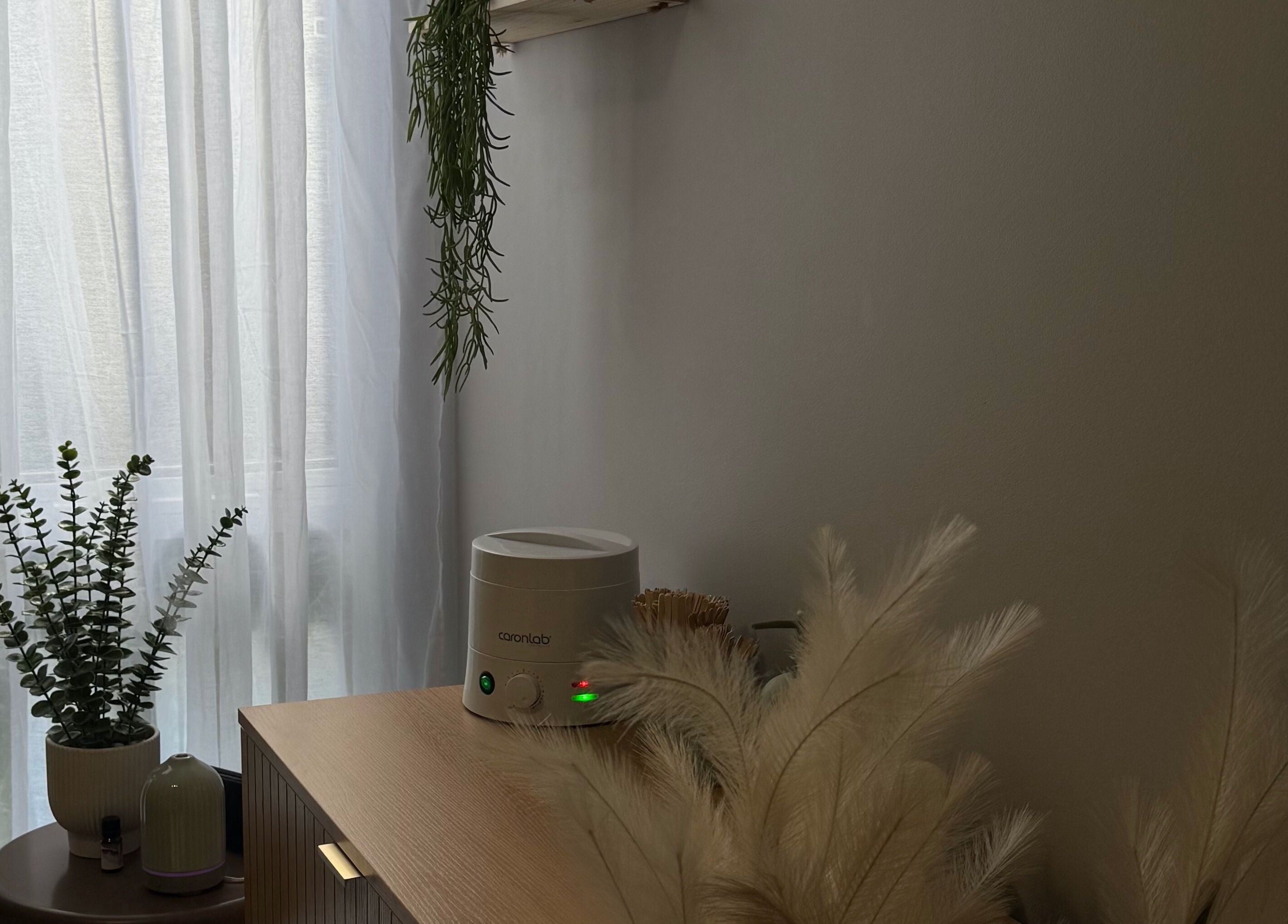 Calm nook with plants and diffuser at Lifted Studio by Grace, Diamond Creek, Victoria, AU.