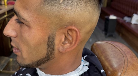 Close-up of a precision fade haircut at NBKTheBarber in Saint Helens, England, GB. Expertly groomed and styled.