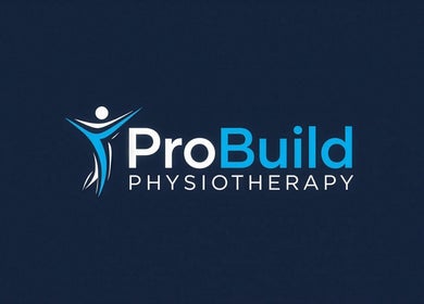 Logo of ProBuild Physiotherapy in Neath, Wales, GB. Featuring a dynamic figure in blue.
