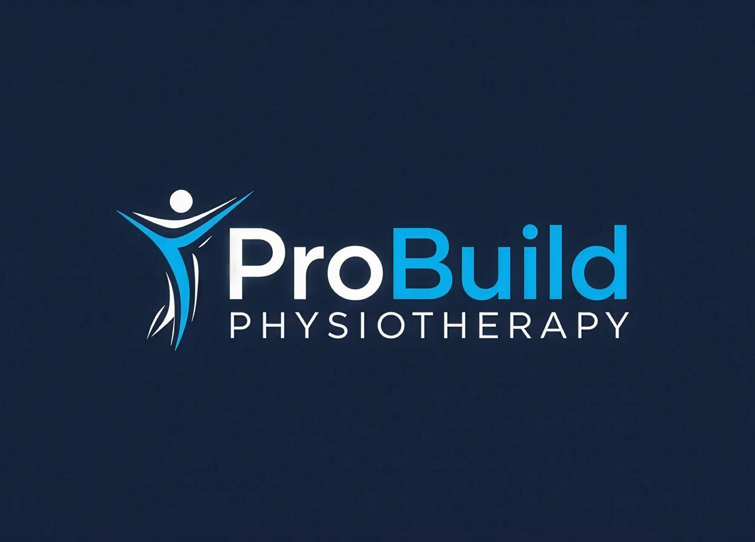 Logo of ProBuild Physiotherapy in Neath, Wales, GB. Featuring a dynamic figure in blue.