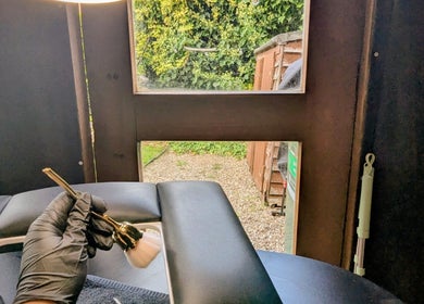 Manicure setup at Garden Nail Haven, Chester, England, GB, showcasing cozy nail care environment.