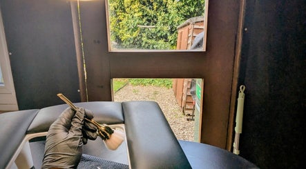 Manicure setup at Garden Nail Haven, Chester, England, GB, showcasing cozy nail care environment.