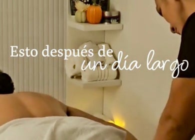 Relaxing massage therapy at Aura Sanctuary, New York, New York, US, featuring serene decor.