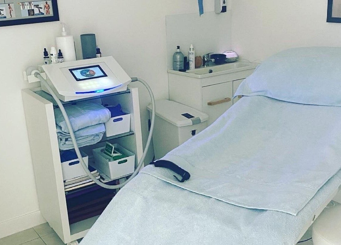 Treatment room with therapy bed at Wellness Space @ The Clinic in Glasgow, Scotland, GB.
