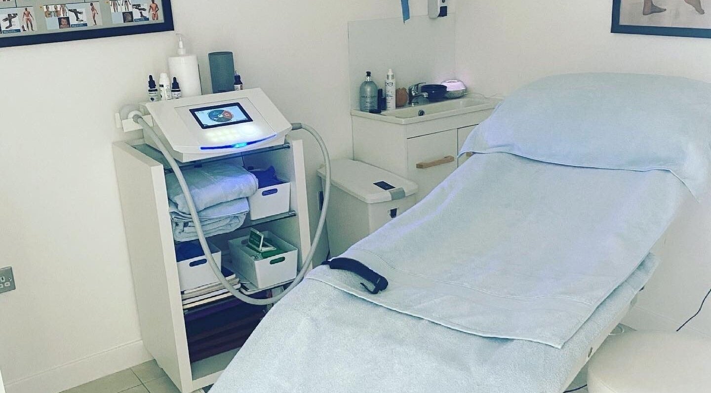 Treatment room with therapy bed at Wellness Space @ The Clinic in Glasgow, Scotland, GB.