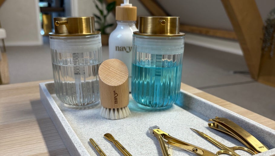 Beautybyjessicaralph's manicure essentials displayed in Clevedon, England, GB studio.
