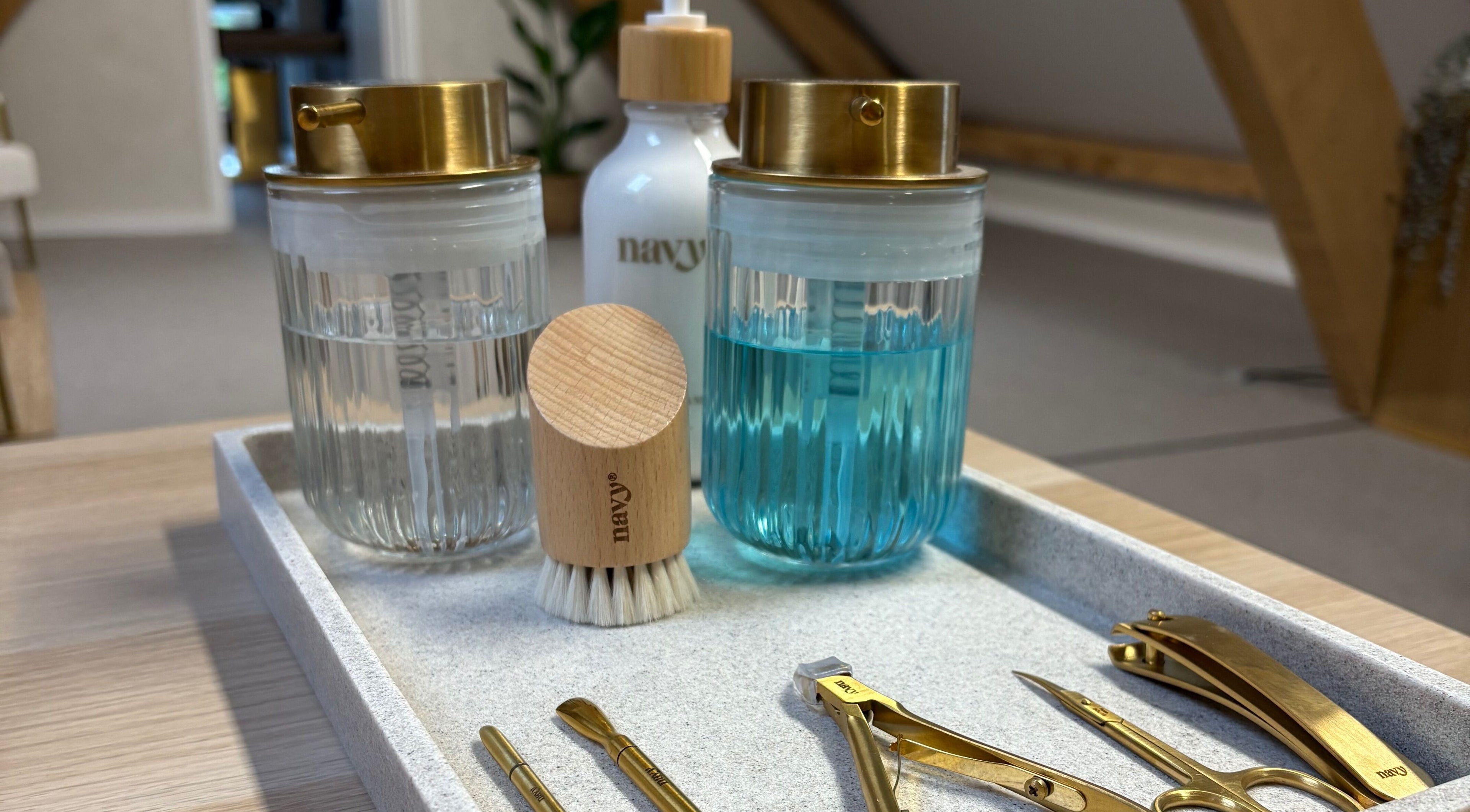 Beautybyjessicaralph's manicure essentials displayed in Clevedon, England, GB studio.