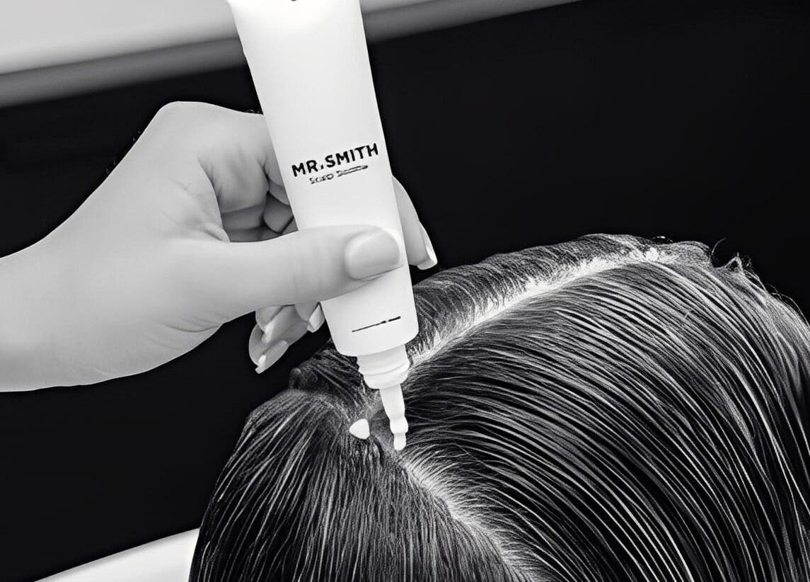 Close-up of a hair treatment application at Juicy Golden, Brisbane, Queensland, AU, showcasing expert hair care.