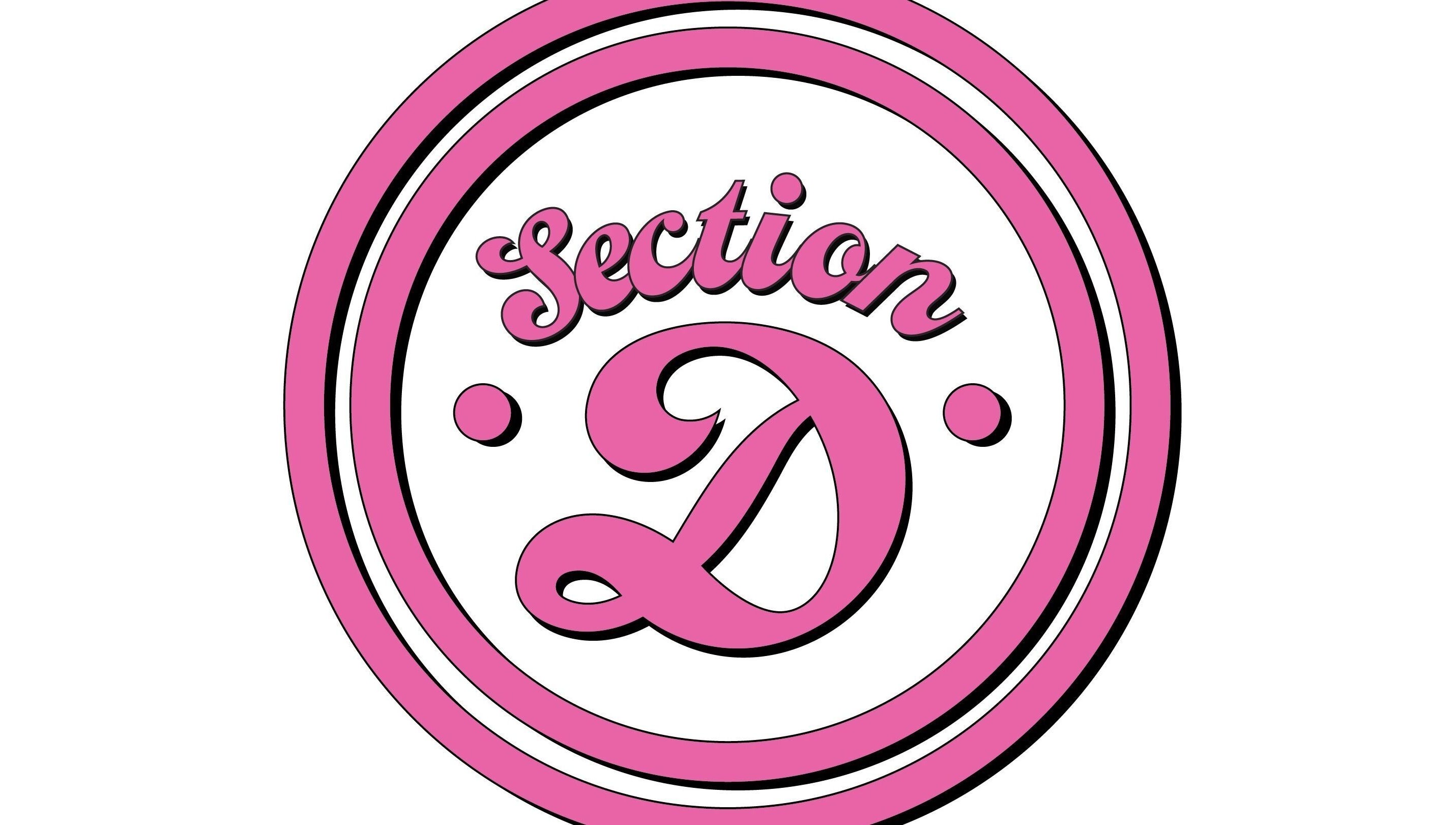 Section D Barbers logo in pink, Brighton And Hove, England, GB. Stylish emblem.