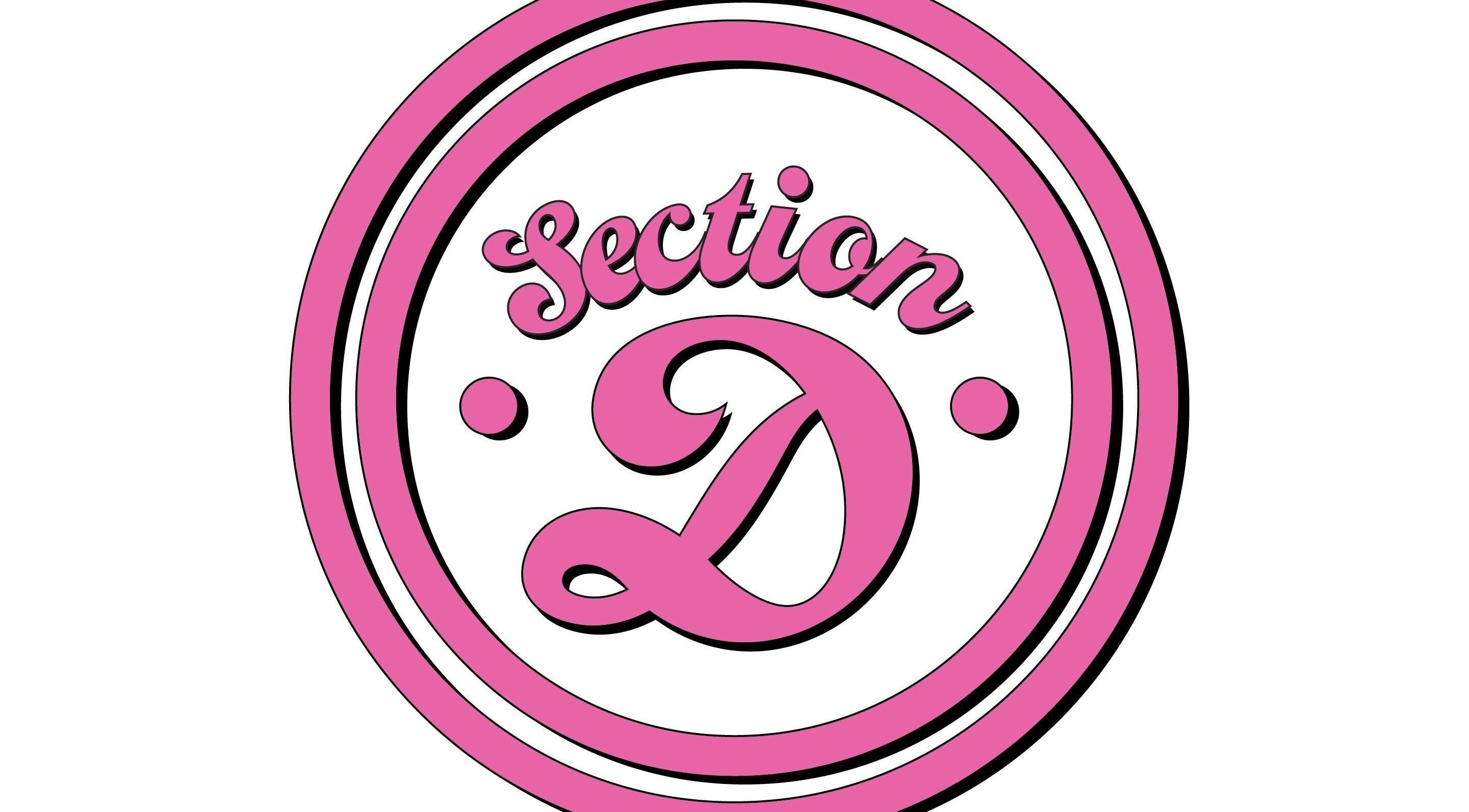 Section D Barbers logo in pink, Brighton And Hove, England, GB. Stylish emblem.